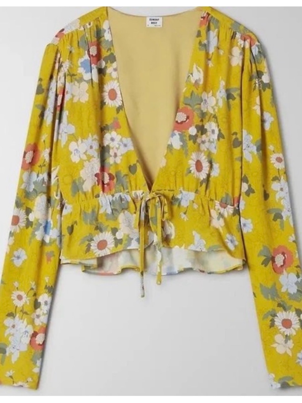 Aritizia Sundays Best Yellow Floral Tie-Front Top